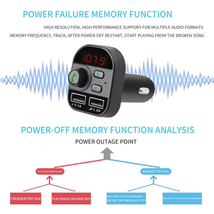 Bluetooth FM Transmitter 805E with Dual USB Charging &