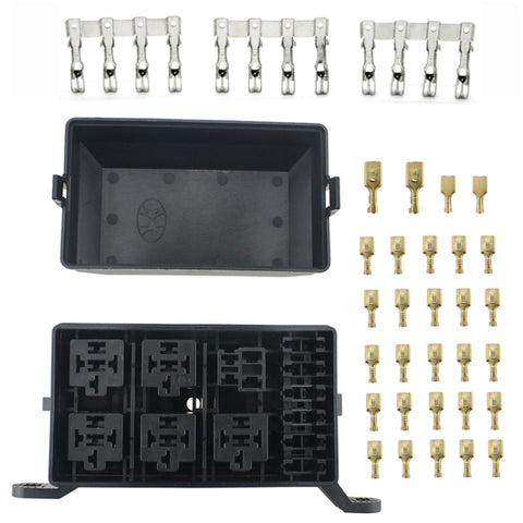 F2758 Scatola relay per auto a 6 vie per modifica auto con morsettiera