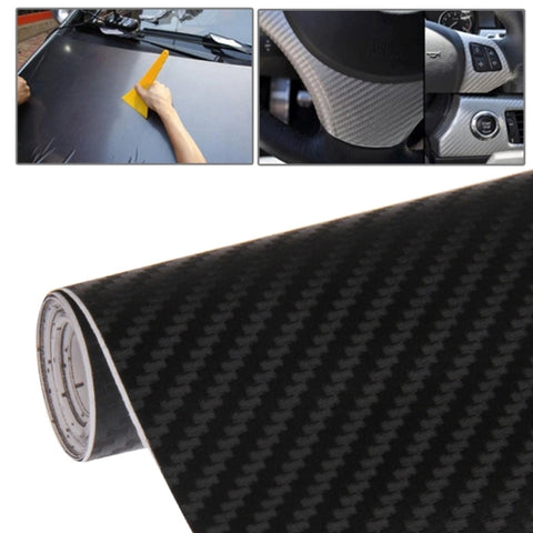Adhésif décoratif en PVC 3D en fibre de carbone pour voiture, dimensions: 152 cm x 50 cm