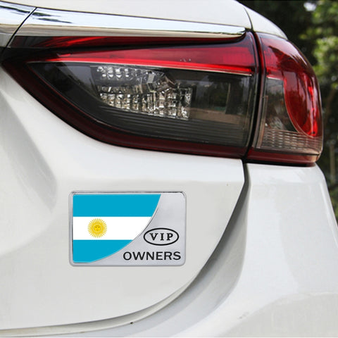 Adesivo decorativo in metallo VIP a forma retangolare con bandiera Argentina per auto universale, Drapeau de l'Argentine (Or), Drapeau de l'Argentine (Argent)