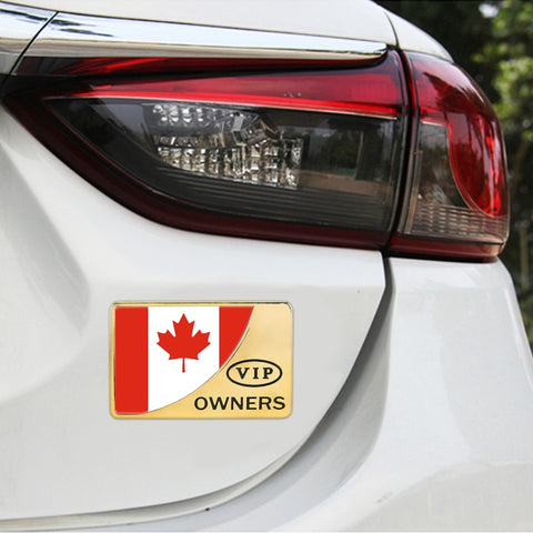 Adhésif décoratif en métal VIP en forme rectangulaire avec bande canadienne pour voiture universelle, drapeau du Canada (or), drapeau du Canada (argent)