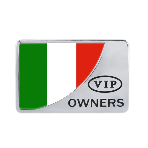 Adesivo decorativo in metallo VIP a forma retangolare con bandiera Italiana per auto universale, drapeau de l'Italie (or), drapeau de l'Italie (argent)