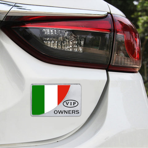 Adesivo decorativo in metallo VIP a forma retangolare con bandiera Italiana per auto universale, drapeau de l'Italie (or), drapeau de l'Italie (argent)