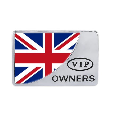 Adhésif décoratif en métal VIP en forme rectangulaire avec bande universelle pour voiture du Royaume-Uni, drapeau britannique (or), drapeau britannique (argent)