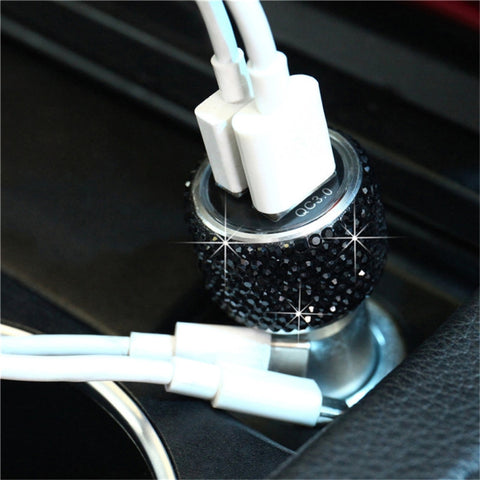 Caricatore rapido doppio USB QC3.0 in lega di alluminio Diamond per auto, QC3.0