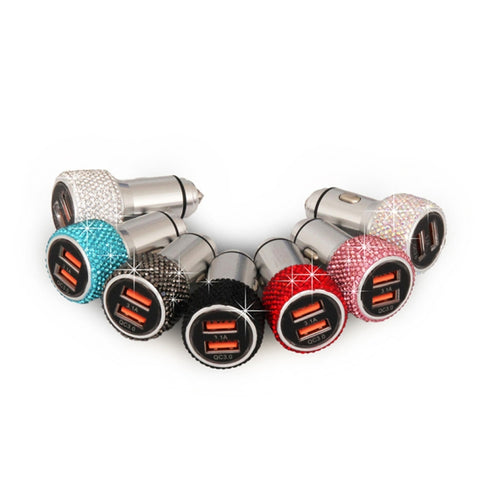 Caricatore rapido doppio USB QC3.0 in lega di alluminio Diamond per auto, QC3.0