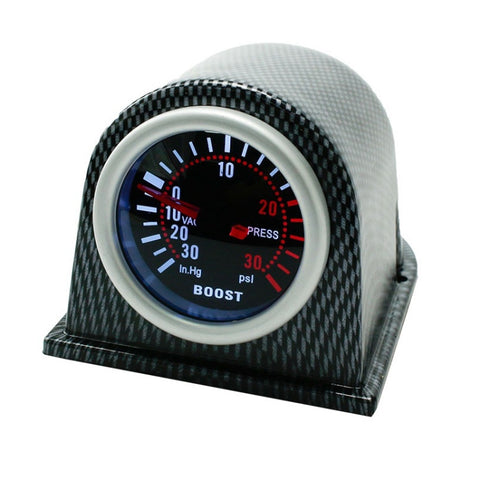 Indicateur turbo boost à lumière blanche LED modifiée pour voiture universelle de 52 mm 12 V, lumière blanche