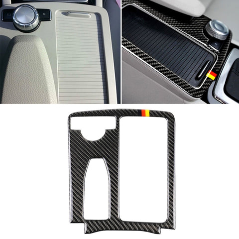 Bandier de voiture en fibre de carbone, guide à gauche, position du panneau adhésif décoratif pour Mercedes-Benz W204 2007-2013 / W212 2010-2012, position de transmission gauche (drapeau allemand)