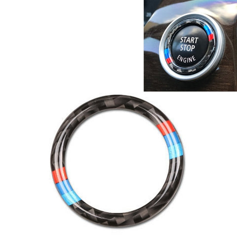Pannello morbido in fibra di carbonio per auto, chiave di avvio del motore, anello di pulsante, adesivo decorativo per BMW E90 / E92 / E93 2005-2012, Soft  Ring Trim Decorative Sticker