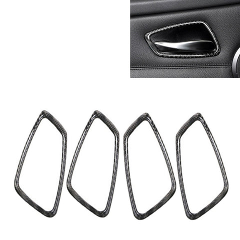 Adesivo decorativo in fibra di carbonio tinta unita per maniglia interna della portiera dell'auto da 4 pezzi per BMW E90 / E92 / E93 2005-2012, Solid Color Carbon Fiber Decorative