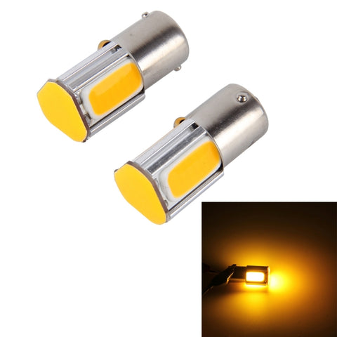Luci di direzione per auto - 1156/Ba15s LED COB 5W, Giallo - Coppia