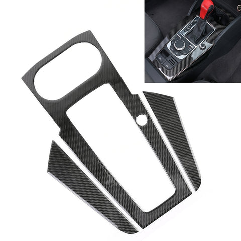 Autocollant décoratif pour panneaux intégrés en fibre de carbone pour voiture de 3 pièces pour Audi A3, sans décoration de la pulsation de l'avant du moteur, panneau d'engrenage, sans décoration du bouton de démarrage du moteur