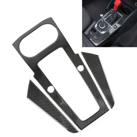 Autocollant décoratif pour panneaux intégrés en fibre de carbone pour voiture de 3 pièces pour Audi A3, avec décoration de la pulsation de l'avion du moteur, panneau d'engrenage, avec décoration du bouton de démarrage du moteur