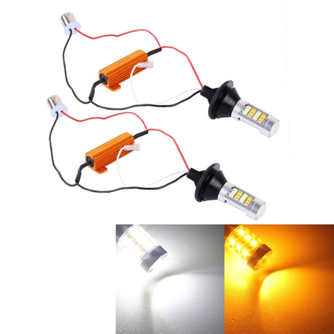 2 PZ 1156/BA15S/BAU15S 10W 1000 LM 6000K Luce bianca + gialla DRL e indicatore di direzione con 42 lampade SMD-2835-LED, DC 12-24V, 1156 42 SMD-2835-LED Lamp - Novalix Store