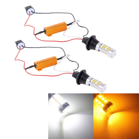 2 PZ T20/7440 10W 1000 LM 6000K Luce bianca + gialla DRL e indicatore di direzione con 42 lampade SMD-2835-LED, DC 12-24V, T20 42 SMD-2835-LED Lamp - Novalix Store