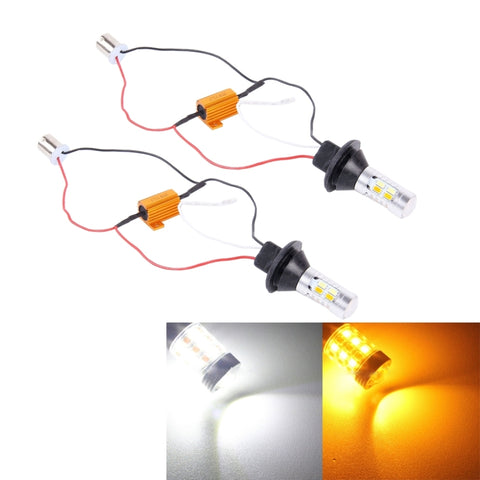 2 PZ 1156/BA15S/BAU15S 10W 1000LM 6000K Luce bianca + gialla DRL e indicatore di direzione con 20 lampade SMD-5730-LED, DC 12-24V, 1156 20 SMD-5730-LED Lamps - Novalix Store