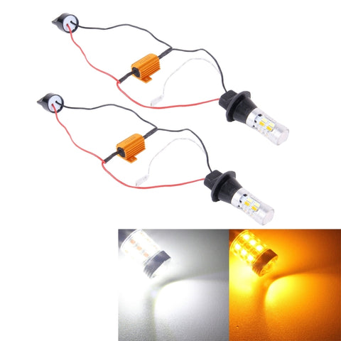 2 PZ T20/7440 10W 1000LM 6000K Luce bianca + gialla DRL e indicatore di direzione con 20 lampade SMD-5730-LED, DC 12-24V, T20 20 SMD-5730-LED Lamps - Novalix Store