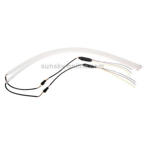 12V Car Daytime Running Lights - White & Yellow, 85cm Length