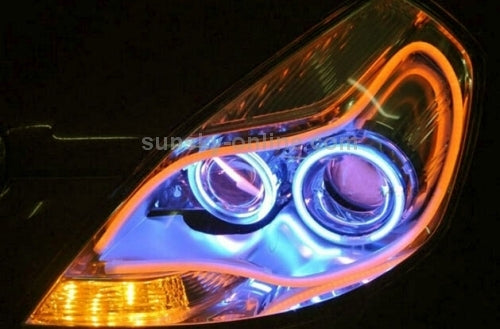 12V Car Daytime Running Lights - White & Yellow, 85cm Length