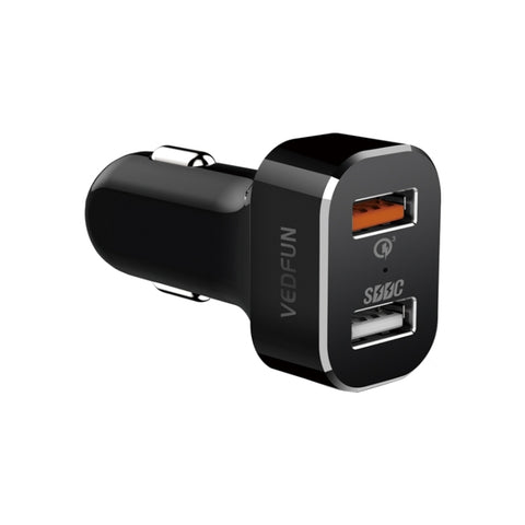 VEDFUN TurboDrive C210 Doppia Porta Quick Charge 3.0 + Tecnologia SDDC Caricabatteria da Auto USB per Smartphone e Tablet, C210