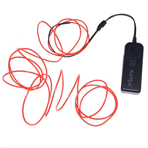 YouOKLight Neon EL Lampada a striscia flessibile rotonda fredda con scatola batteria da 3 V per decorazione auto per feste da ballo, lunghezza: 3 m, 3M Red Light, 3M Blue Light, 3M Grenn Light