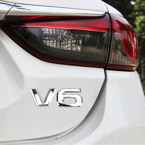 Adesivo decorativo per carrozzeria in metallo a forma V6, V6 Shape