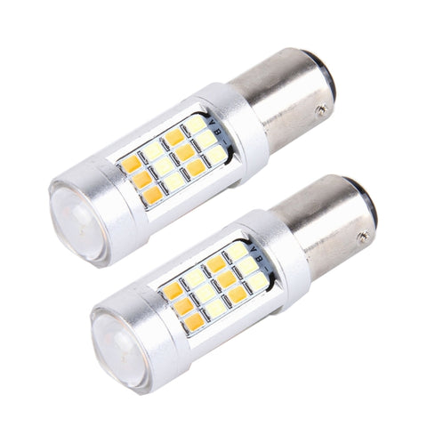 2 PZ 1157 10W 1000 LM 6000K Luce bianca + gialla Indicatore di direzione con 42 lampade SMD-2835-LED e lente.CC 12-24 V, 1157 with 42 SMD-2835-LED Lamps - Novalix Store
