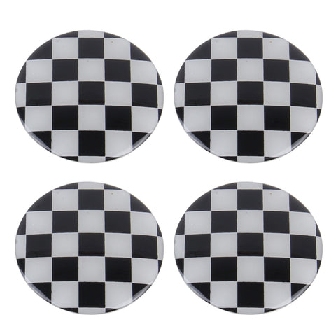 Decorazione della copertura centrale dei coprimozzi delle ruote degli adesivi per auto in metallo con griglia bianca e nera da 4 pezzi, White Black Grid