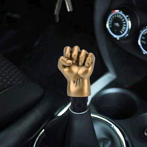 Pomello del cambio manuale o automatico in alluminio a forma di pugno universale compatibile con tre coperture in gomma adatte a tutte le auto, Gold