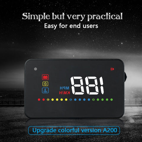 A200 OBD2 Sistema di sicurezza Head Up Display montato su veicolo da 3,5 pollici, supporta la velocità dell'auto/visualizzazione della velocità di rotazione del motore/temperatura dell'acqua/tensione, A200