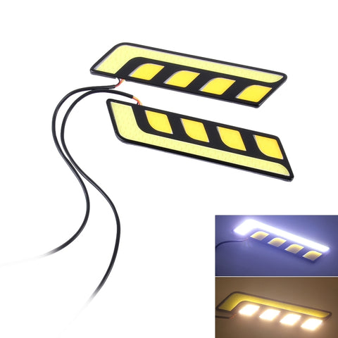 Lampada LED per luci diurne auto - Set da 2, 12V, 10W, 800LM, 5500K (Bianco e Giallo) - Lunghezza cavo 25cm