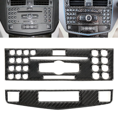 Adhésif décoratif en fibre de carbone pour cadre de réglage du CD pour voiture à 2 pièces pour Mercedes-Benz W204, guide de direction, cadre de réglage du CD (C), conduite à droite