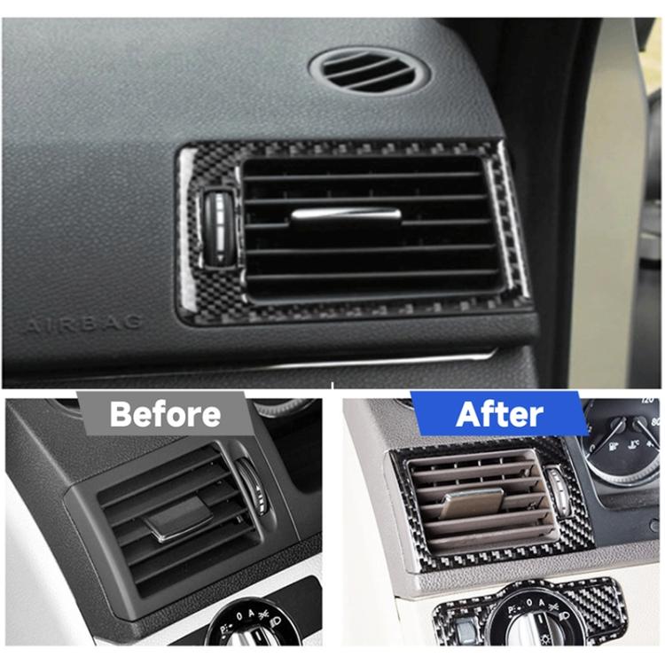 2 PCS Car Dashboard  Right and Left Air Outlet Frame Carbon Fiber Decorative Sticker for Mercedes-Benz W204 2007-2013                                   ...