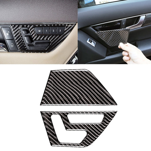 Adhésif décoratif en fibre de carbone pour le siège de réglage de la porte antérieure de la voiture à 2 pièces pour Mercedes-Benz W204, cadre de réglage du siège de porte avant