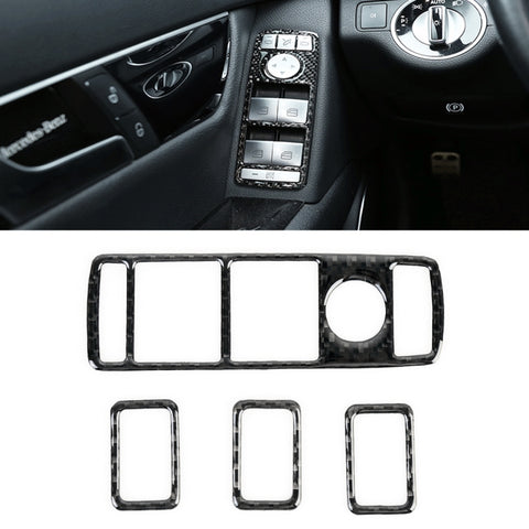 Adhésif décoratif en fibre de carbone pour panneau d'alzacristallo automobile à 4 pièces pour Mercedes-Benz W204, panneau de lève-vitre
