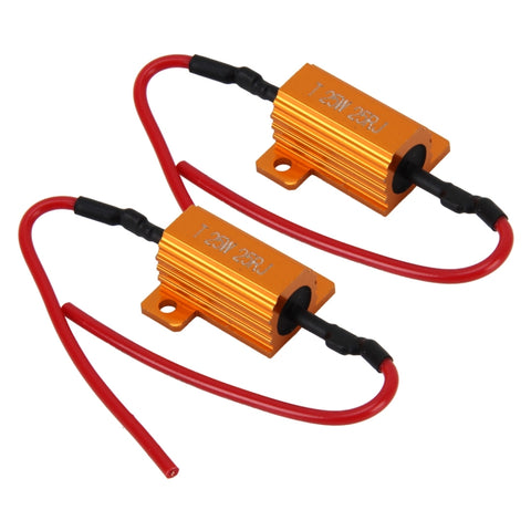 Resistore di carico decodificatore cancellazione errori Canbus per auto da 2 pezzi LED 25W 25 Ohm senza decodificatore lampeggiante, 25W 25 Ohm