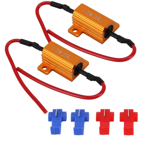Resistore di carico decodificatore cancellazione errori Canbus per auto da 2 pezzi LED 25W 25 Ohm senza decodificatore lampeggiante, 25W 25 Ohm