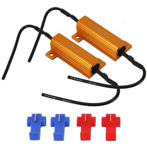 Resistore di carico decodificatore cancellatore errori Canbus per auto da 2 pezzi LED 50W 6 Ohm senza decodificatore lampeggiante, 50W 6 Ohm