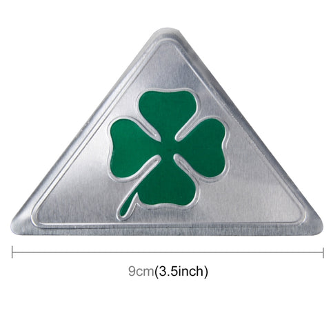 Quadrifoglio Erba Simbolo della fortuna Triangolo sottile in alluminio Emblema distintivo Etichettatura Adesivo Styling Decorazione cruscotto auto, Four Leaf Clover 1, Four Leaf Clover 2