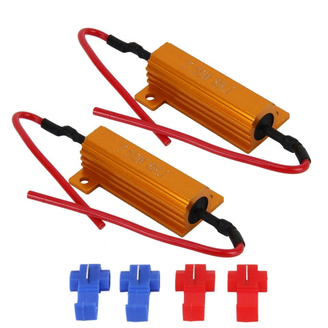 Resistore di carico decodificatore cancellatore errori Canbus per auto da 2 pezzi LED 50W 8 Ohm senza decodificatore lampeggiante, 50W 8 Ohm