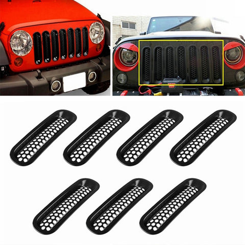 7 pièces Auto Da Corsa Antérieure Griglia Griglia Rete Insetti pour Jeep Wrangler JK 2007-2017, pour Jeep Wrangler 2007-2017