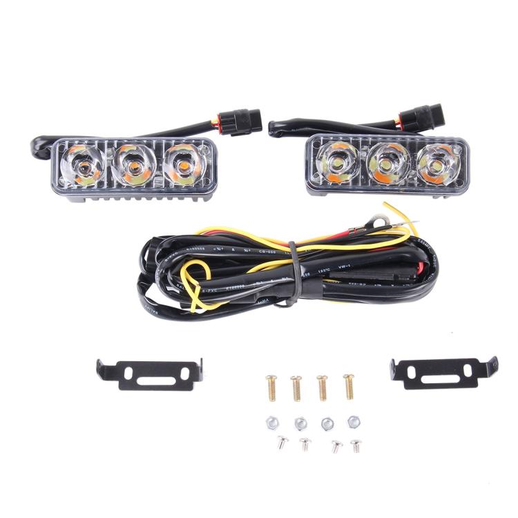 Dual 12V 6W Tri Circular Car DRL & Turn Lights - 400 LM