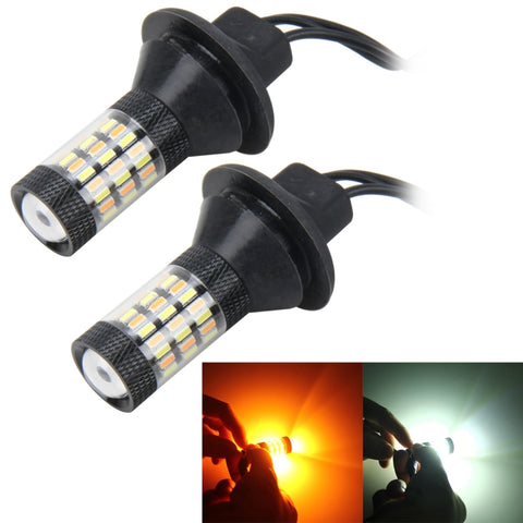 2 PZ 7440 5W 450LM 60LED DC 12V SMD-4014 Luce di stop per auto per auto Indicatori di direzione Set di sorgenti per auto (luce bianca + luce gialla), Lunghezza cavo: 40 cm, 7440 - Novalix Store