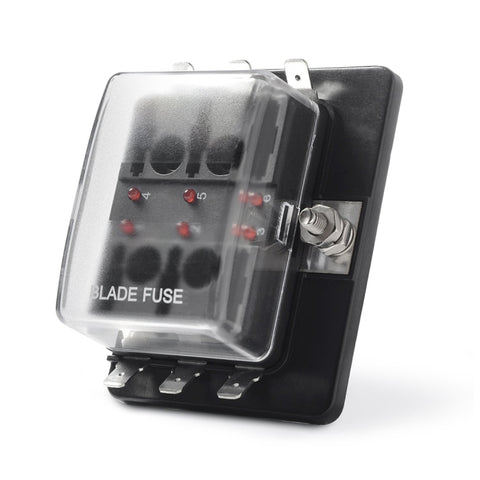 Boîte à fusibles universelle à 6 vies Boîte à fusibles universelle à 6 vies Boîte à fusibles universelle pour circuit automobile Outil lama automobiliste Bloc à fusibles à 6 vies, DC 10V-32V, boîte à fusibles 6 voies
