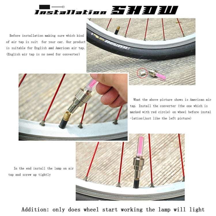 2 PCS Wheel Tyre Lamp with Battery for Bikes and Motorbikes