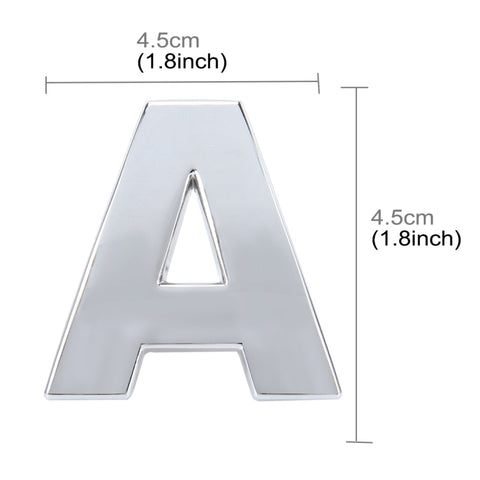 Decalcomania autoadesiva autoadesiva con lettera inglese 3D per veicolo per auto, dimensioni: 4,5 * 4,5 * 0,5 cm, A, Y, Z, B, C, D, E, F, G, H, I, J, L, M, N, O, P, Q, R, S, T, U, W, X