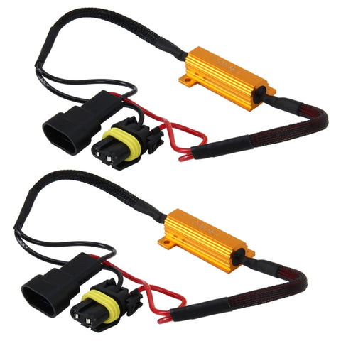 2 pièces 9006 Car Canbus Error Canceler Decoder Resistor di carico LED 50W 8 Ohm Nessun décodeur lampeggiante Résistance à la chaleur Garde en aluminium Dissipateur de chaleur Résistance au courant en métal à haute puissance, 9006