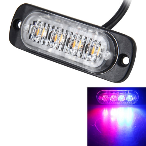 DC 12V-24V 2W 4LED SMD-2835 Lampade 17 modelli di flash 3 linee Lampada flash per auto Lampada per auto impermeabile Camion Luce stroboscopica di emergenza Flash, Lunghezza cavo: 90 cm, 4LEDs