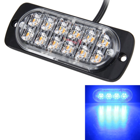 DC 12V-24V 2W 12 LED SMD-2835 Lampade 17 modelli di flash 3 linee Lampada flash per auto Lampada flash stroboscopica di emergenza per camion per auto impermeabile, Lunghezza cavo: 90 cm, 12LEDs
