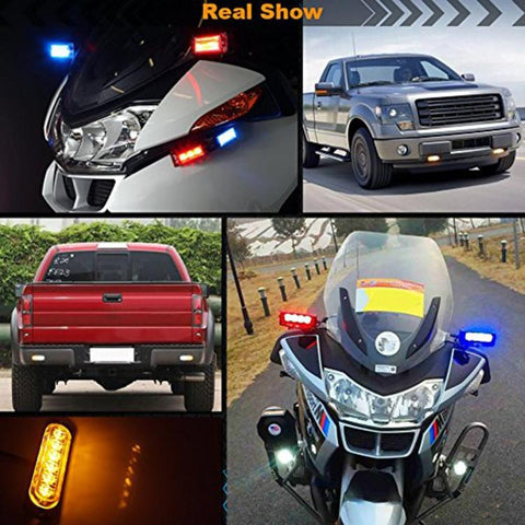 DC 12V-24V 2W 12 LED SMD-2835 Lampade 17 modelli di flash 3 linee Lampada flash per auto Lampada flash stroboscopica di emergenza per camion per auto impermeabile, Lunghezza cavo: 90 cm, 12LEDs